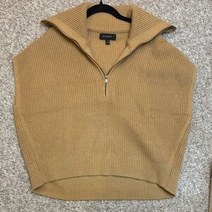 Banana Republic Camel Ribbed Half-Zip Sweater Vest